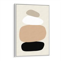 Obraz w ramie 80x120 - Zgeometryzowane Kształty - modernistyczny plakat, obłe kształty - rama biała