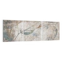 Obraz na płótnie 120x40 - Betonowe Wspomnienia Liści - odciski w betonie, odbitki