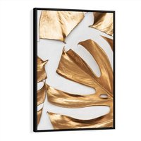 Obraz w ramie 70x100 - Siła Natury - złote, liście - rama czarna