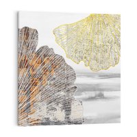 Obraz na płótnie 80x80 - Złote liście melancholii - liście miłorzębu, tekstura