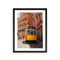 Plakat w ramie 30x40 - Urok tramwaju w Lizbonie - Lizbona, tramwaj - rama czarna