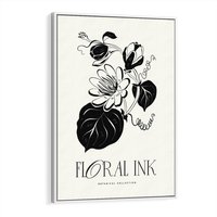 Obraz w ramie 80x120 - Odbicie kwiatowych chwil - kwiaty, typografia - rama biała