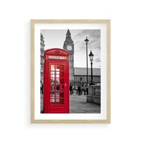 Plakat w ramie 50x70 - Budka w Londynie - Londyn, budka - rama drewno