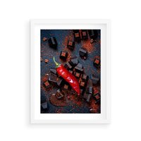 Plakat w ramie 30x40 - Papryka w Restauracji - restauracja, papryka - rama biała