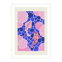 Plakat bez ramy 40x50 - Rzeka Abstrakcji - abstrakcyjna kompozycja, różowe ryby wśród rafy