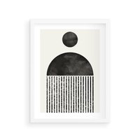 Plakat w ramie 40x50 - Księga Wibracji - abstrakcyjne czarno białe formy, minmalizm - rama biała