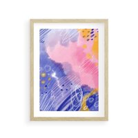 Plakat w ramie 40x50 - Migocące Granice Kształtów - abstrakcyjny plakat, pastelowe kolory - rama drewno