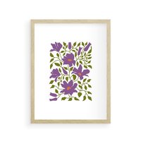 Plakat w ramie 30x40 - Rozmyte Granice - kwiaty, kompozycja - rama drewno