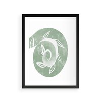 Plakat w ramie 40x50 - Zielony Świat Odpoczynku - abstrakcyjny zielony motyw, skandynawski design - rama czarna