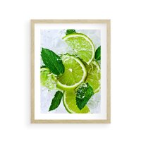 Plakat w ramie 40x50 - Ożywczy duet limonek i cytryn - limonki, cytryny - rama drewno