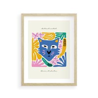 Plakat w ramie 40x50 - Kolorowe Spektrum - abstrakcyjny plakat, niebieski kot - rama drewno