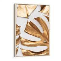 Obraz w ramie 80x120 - Siła Natury - złote, liście - rama drewno