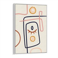 Obraz w ramie 50x70 - Manifestacje Dziwności - abstrakcja w stylu picasso, beżowe tło - rama biała