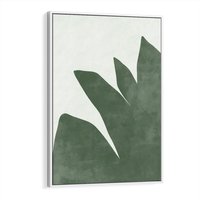 Obraz w ramie 80x120 - Oaza Harmonii - abstrakcyjny kształt, zielony plakat - rama biała