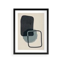 Plakat w ramie 40x50 - Migotliwe Refleksje - abstrakcyjne nieregularne kształty, minimalistyczny plakat - rama czarna