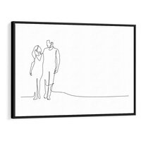 Obraz w ramie 70x50 - Wspólne Kroki - line art, szkic - rama czarna