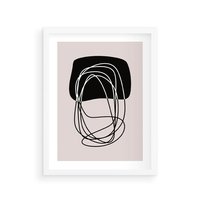 Plakat w ramie 40x50 - Strukturalne Kontrasty - abstrakcyjne szkicowane linie, minimalizm - rama biała