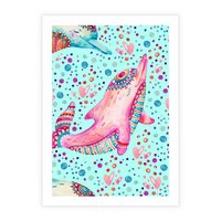 Plakat bez ramy 30x40 - Lekkość W Ruchu - delfin, akwarela
