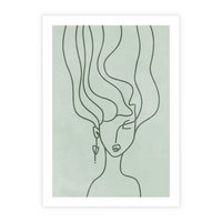 Plakat bez ramy 50x70 - Spokojne Objęcia Natury - abstrakcja, zielony szkic