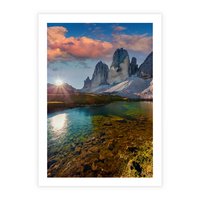 Plakat bez ramy 30x40 - Jezioro wśród majestatycznych gór - jezioro, góry