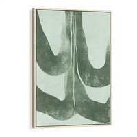 Obraz w ramie 80x120 - Nurtująca Kompozycja Zieleni - abstrakcyjne delikatne zielone linie, podobne do gałęzi kwiatów - rama drewno