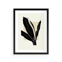 Plakat w ramie 50x70 - Harmonia liści - minimalistyczny obraz, szkic - rama czarna