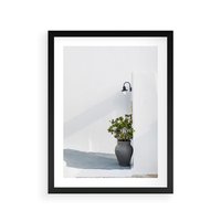 Plakat w ramie 30x40 - Błękitne wybrzeże - Santorini, Grecja - rama czarna