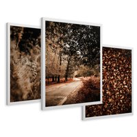 Zestaw obrazy w ramie 50x70 galeria - Jesienne, liście, nostalgia - rama biała