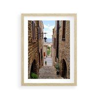 Plakat w ramie 30x40 - Perspektywa malowniczej uliczki - uliczka, perspektywa - rama drewno