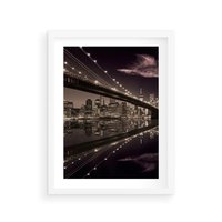 Plakat w ramie 30x40 - Most na nocnym horyzoncie - most, noc - rama biała