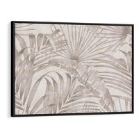 Obraz w ramie 70x50 - Odsłonięte liściowe wspomnienia - monochromatyczne, kolory sepii - rama czarna