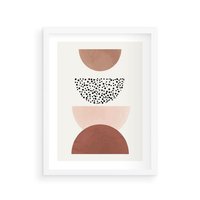 Plakat w ramie 40x50 - Geometryczna Harmonia w Brązach i Beżach - geometryczne kształty, brązy i beże - rama biała