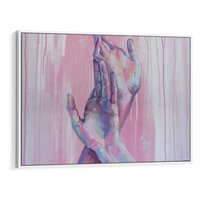 Obraz w ramie 70x50 - Splecione - obraz olejny, pastelowe kolory - rama biała