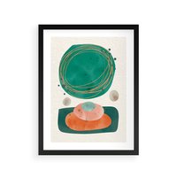 Plakat w ramie 40x50 - Rozmyte Granice - abstrakcyjne plamy, zielony - rama czarna