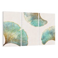 Obraz na płótnie 120x80 - Złota Melodia Liści - złote, turkusowe liście miłorzębu