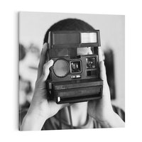 Obraz na płótnie 50x50 - Mężczyzna za Aparatem - czarno białe zdjęcie, portret