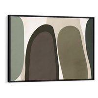 Obraz w ramie 70x50 - Fale w Zieleni - abstrakcyjne kształty, zgaszona zieleń - rama czarna