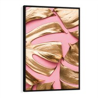 Obraz w ramie 50x70 - Przyjemność w Naturze - złote, liście - rama czarna