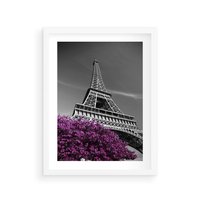 Plakat w ramie 30x40 - Urok Eiffla w Paryżu - Eiffla, Paryż - rama biała