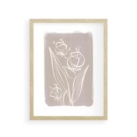 Plakat w ramie 40x50 - Pastelowe Nastroje - nowoczesny subtelny plakat, beżowy - rama drewno