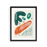 Plakat w ramie 40x50 - Podróżne Wizje - abstrakcyjne plamy, zielony - rama czarna