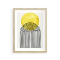 Plakat w ramie 40x50 - Słoneczne Odbicia - geometria, żółte koło - rama drewno