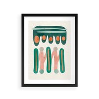 Plakat w ramie 50x70 - Zaklęte Wzory Natury - przypadkowe abstrakcyjne wzory, pomarańczowy i zielony - rama czarna