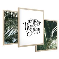 Zestaw obrazy w ramie 40x50 galeria - Palmy, pozytywe, myślenie - rama drewno