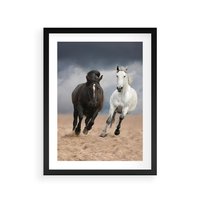 Plakat w ramie 40x50 - Siła koni w galopie - konie, galop - rama czarna