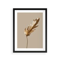 Plakat w ramie 30x40 - Piękno w Detalu - złoty, liść - rama czarna