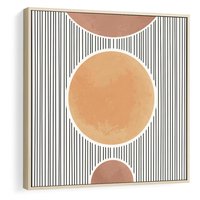 Obraz w ramie 50x50 - Taniec Linii - abstrakcyjna nowoczesna sztuka, koła okręgi - rama drewno