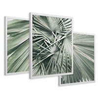 Zestaw obrazy w ramie 50x70 galeria - Palmy, liście, zielone - rama biała