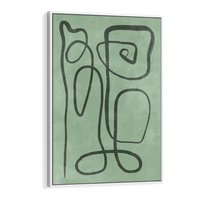 Obraz w ramie 50x70 - Zielone Wariacje w Liniach - abstrakcyjne zielone linie, skandynawski design - rama biała