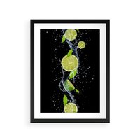 Plakat w ramie 50x70 - Świeżość Cytrusów - limonki, cytryny - rama czarna